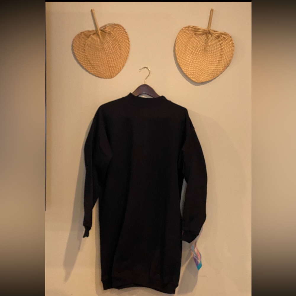 Hanes long sweat shirt dress large black